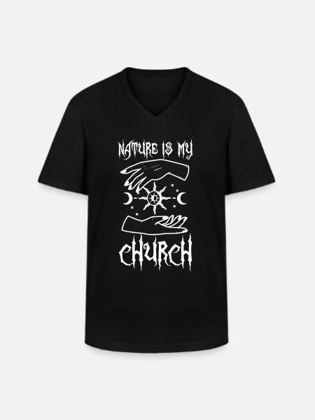 Nature Is My Church - Men's V-Neck T-Shirt - black