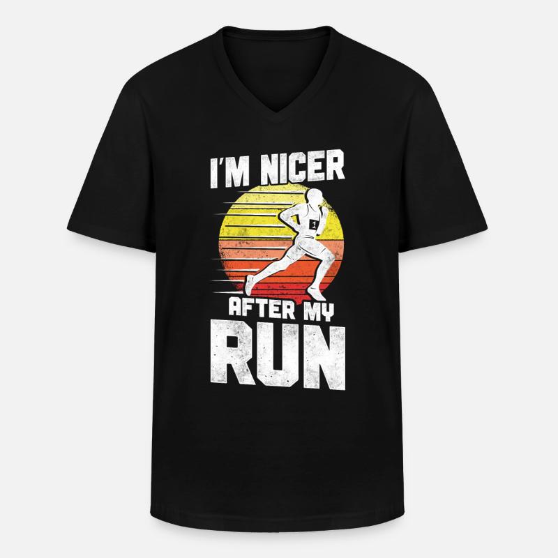 Running Runner Half Marathon - Männer-T-Shirt mit V-Ausschnitt - Schwarz