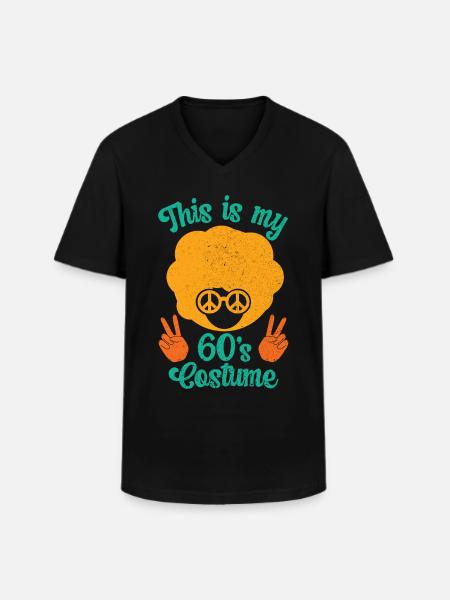 60-talet 1960-talets sextiotals festdräktdräkt - T-shirt med V-ringning herr - svart