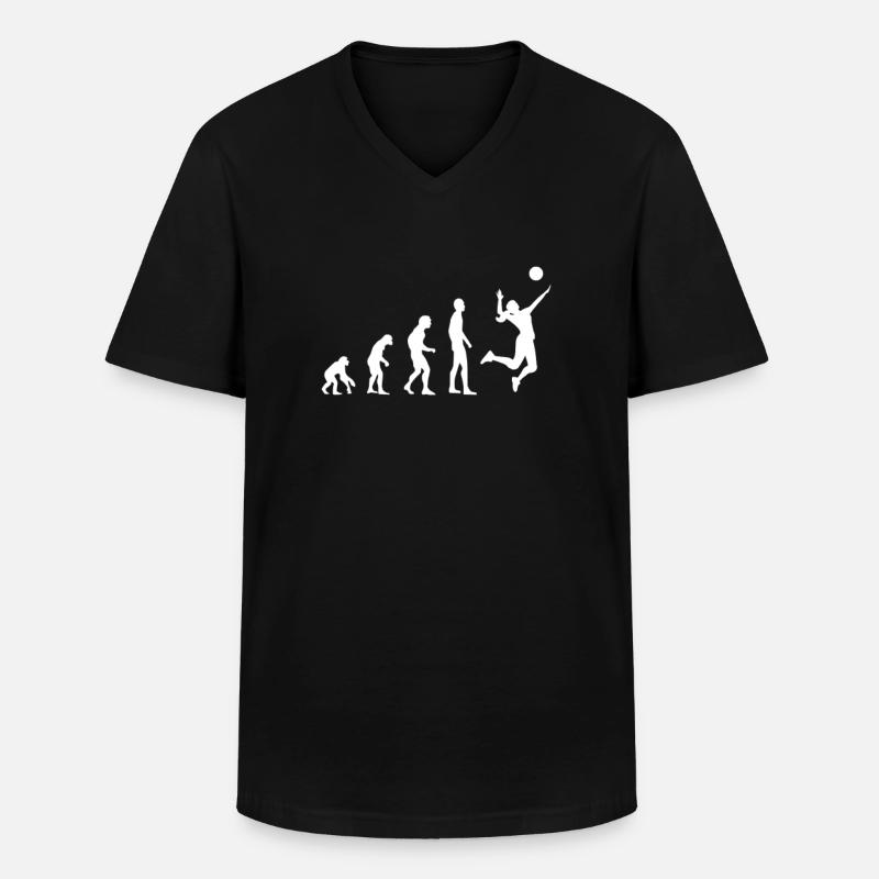 Volleyball Evolution - Männer-T-Shirt mit V-Ausschnitt - Schwarz