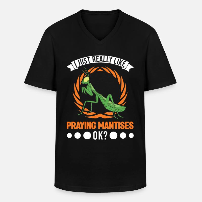Gottesanbeterin Geschenk Mantis Fangschrecke - Männer-T-Shirt mit V-Ausschnitt - Schwarz