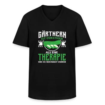 Gärtnern ist günstiger als eine Therapie Geschenk - Männer-T-Shirt mit V-Ausschnitt - Schwarz - Vorne - AI Model Male 178 dark (178cm)