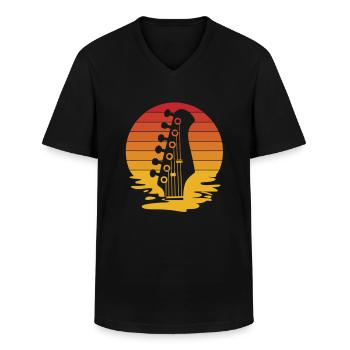 Guitare électrique Guitariste Guitare acoustique Musicien - T-shirt col V Homme - noir - Devant - AI Model Male 178 dark (178cm)
