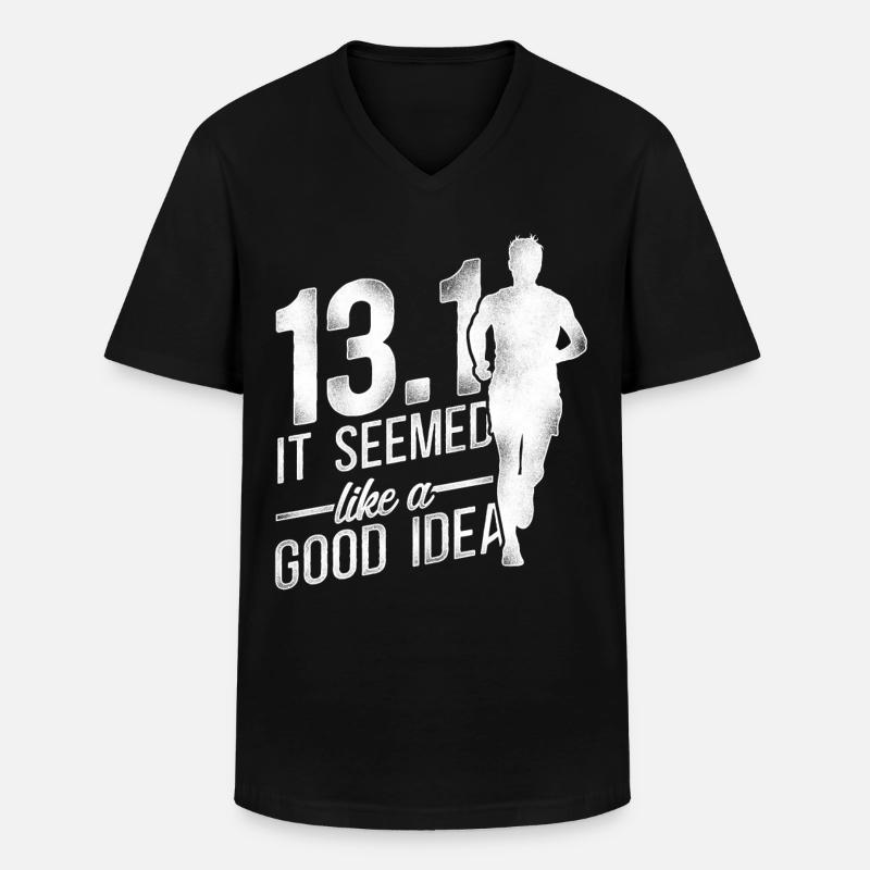 Running Runner Half Marathon Half - Männer-T-Shirt mit V-Ausschnitt - Schwarz