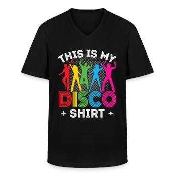 Disco 70er 80er Jahre Disko Party Outfit Discothek - Männer-T-Shirt mit V-Ausschnitt - Schwarz - Vorne - AI Model Male 178 dark (178cm)