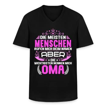Omi die wichtigsten Menschen nennen mich Oma - Männer-T-Shirt mit V-Ausschnitt - Schwarz - Vorne - AI Model Male 178 dark (178cm)