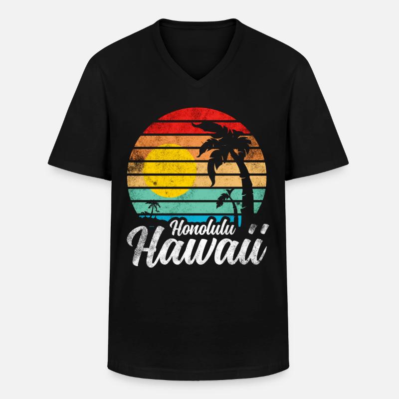 Honolulu Hawaii - Männer-T-Shirt mit V-Ausschnitt - Schwarz