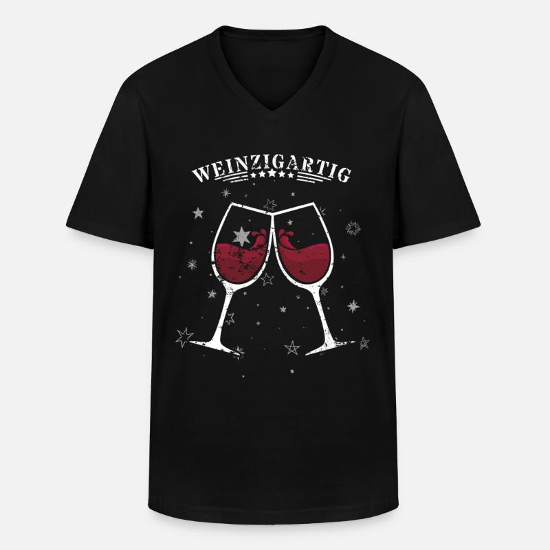 Weinzigartig - Männer-T-Shirt mit V-Ausschnitt - Schwarz