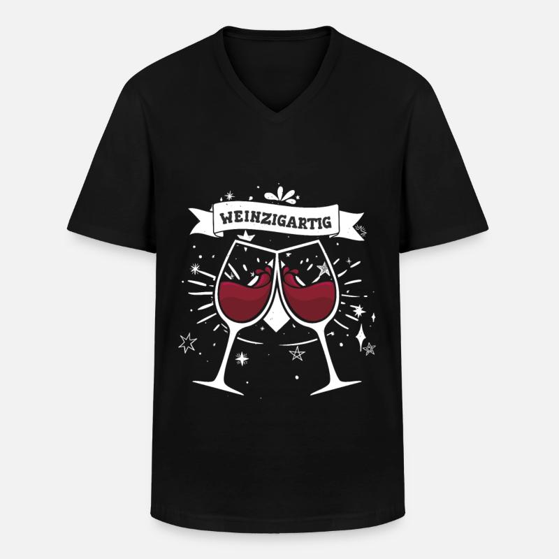 Weinzigartig - Männer-T-Shirt mit V-Ausschnitt - Schwarz