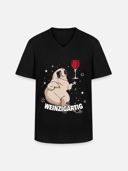 Weinzigartig - Männer-T-Shirt mit V-Ausschnitt - Schwarz