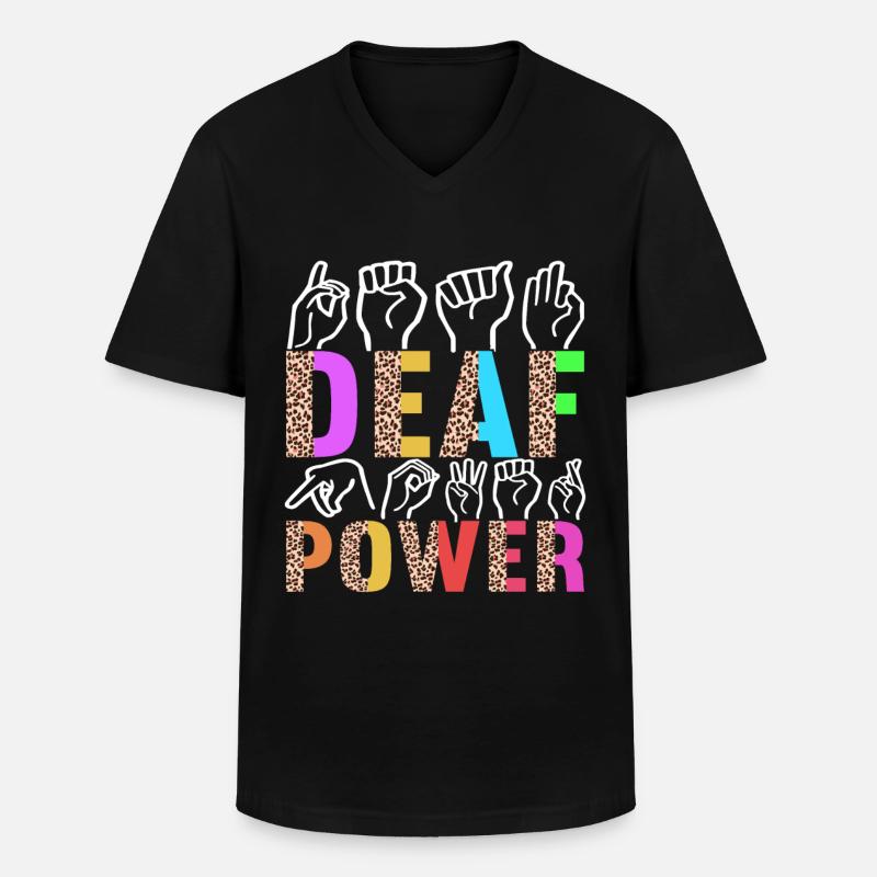 Taub Taubstumm Deaf - Männer-T-Shirt mit V-Ausschnitt - Schwarz