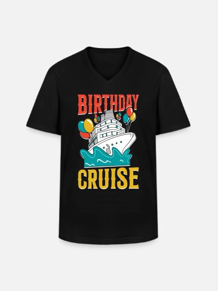Cruise Ship Vacation Birthday - Men's V-Neck T-Shirt - black
