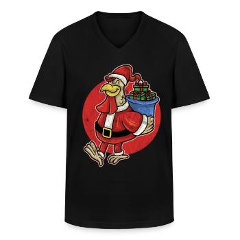 Weihnachten Ugly Christmas Geflügel Xmas Huhn - Männer-T-Shirt mit V-Ausschnitt - Schwarz - Vorne - AI Model Male 178 dark (178cm)