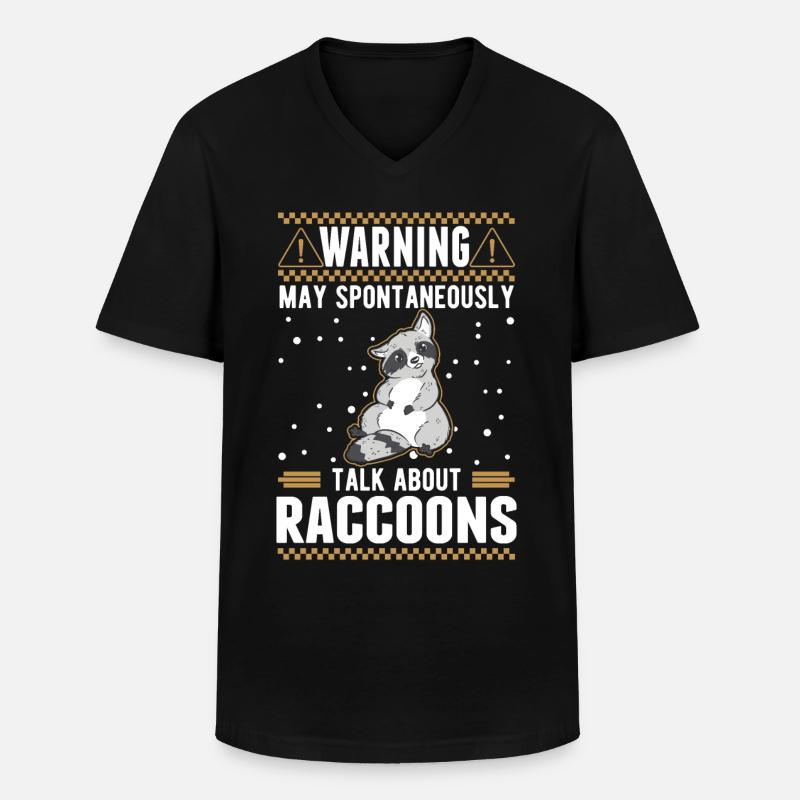 Warnung Waschbär Raccoon - Männer-T-Shirt mit V-Ausschnitt - Schwarz