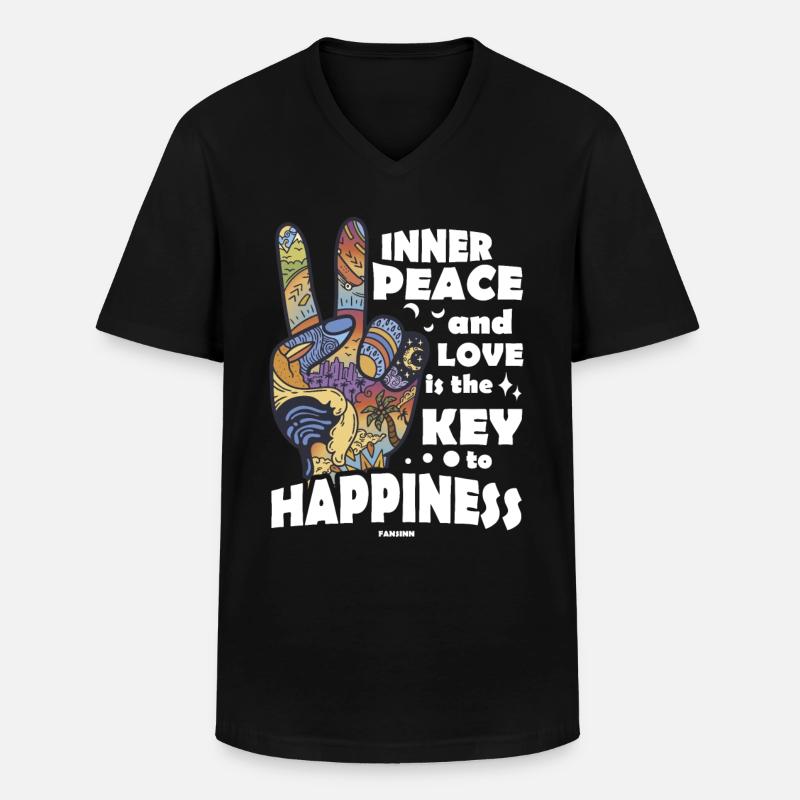 Frieden Liebe Peacezeichen Kunst Geschenk - Männer-T-Shirt mit V-Ausschnitt - Schwarz