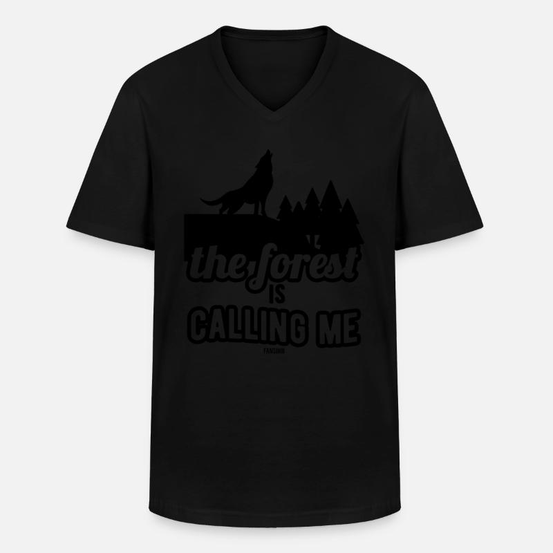 Wald - Männer-T-Shirt mit V-Ausschnitt - Schwarz