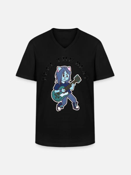 Cat plays guitar - Men's V-Neck T-Shirt - black