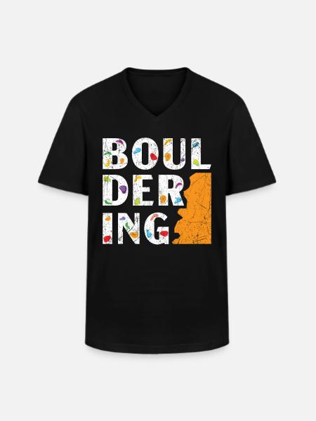 Boulderer Escalade Alpinisme Bloc - T-shirt col V Homme - noir