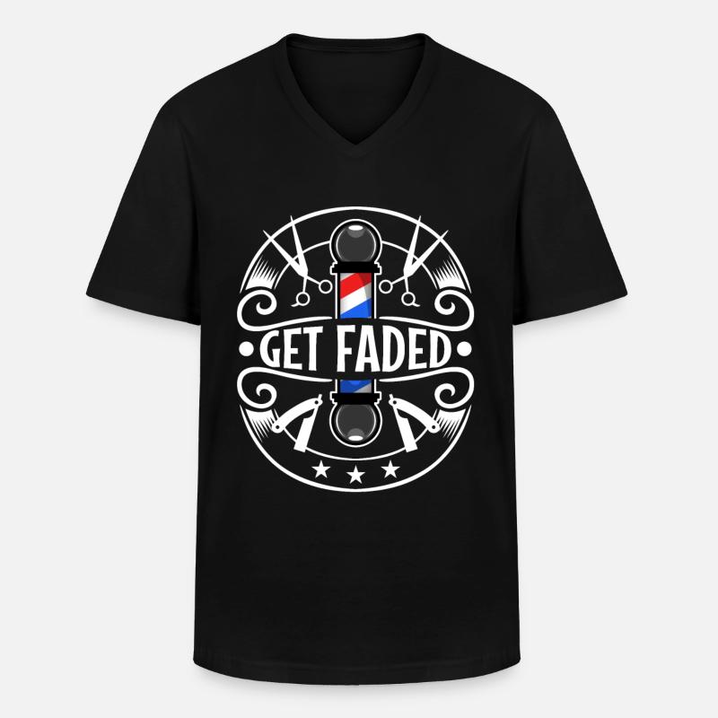 Get Faded Barber - Männer-T-Shirt mit V-Ausschnitt - Schwarz