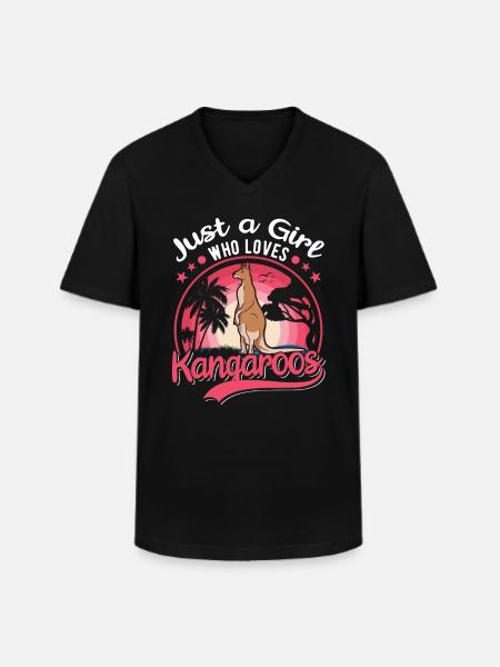 Australisches Känguru Mädchen Kangaroo - Männer-T-Shirt mit V-Ausschnitt - Schwarz