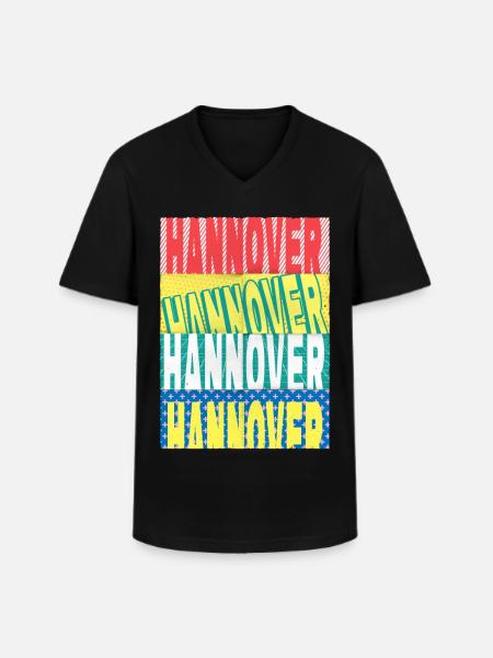Hannover Duitsland City Font Skyline Home - Klassiek mannen T-shirt met V-hals - zwart