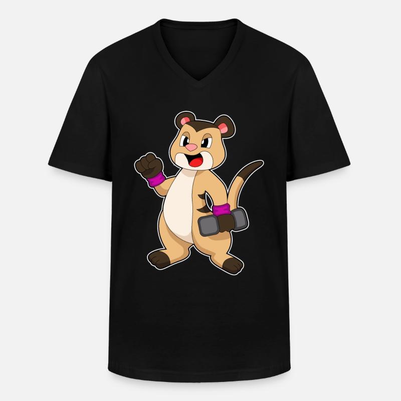 Suricates avec haltères - T-shirt col V Homme - noir