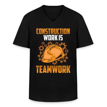 Les travaux de construction sont un travail d’équipe Construction Travail d’équipe Chantier de construction - T-shirt col V Homme - noir - Devant - AI Model Male 178 dark (178cm)