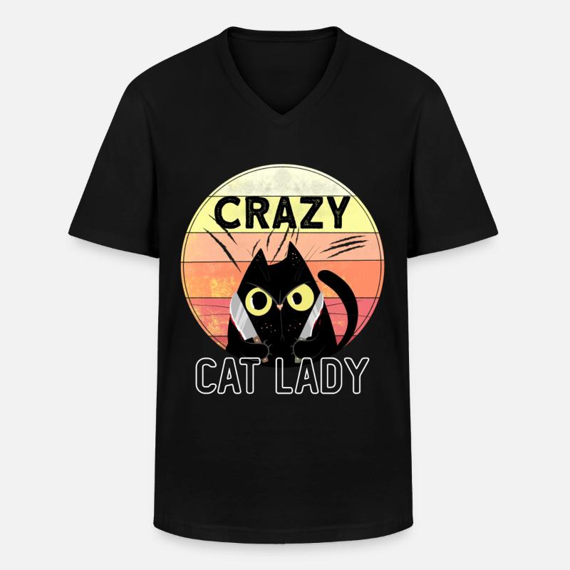 Crazy Cat Lady - Männer-T-Shirt mit V-Ausschnitt - Schwarz
