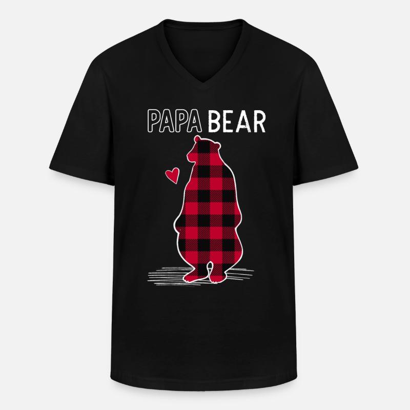 Papa Bear - Männer-T-Shirt mit V-Ausschnitt - Schwarz