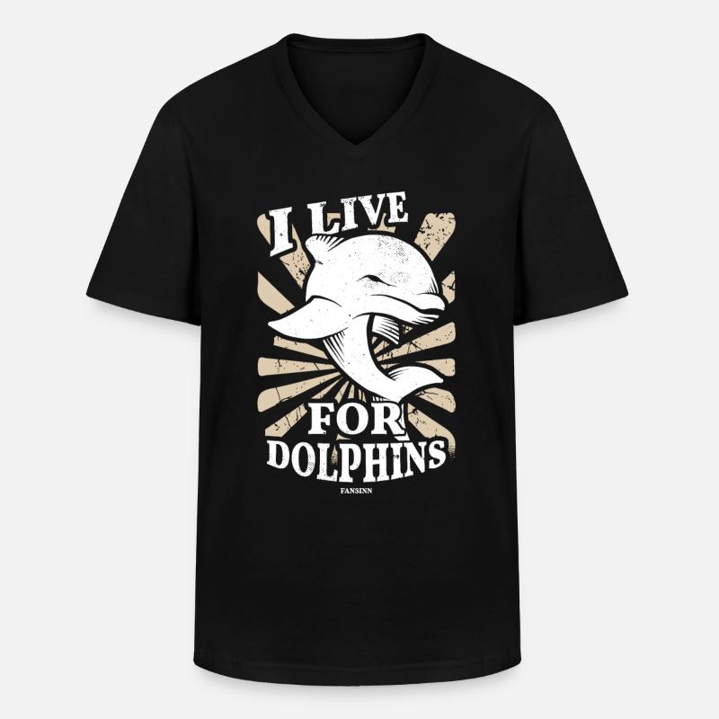 Delfin - Männer-T-Shirt mit V-Ausschnitt - Schwarz