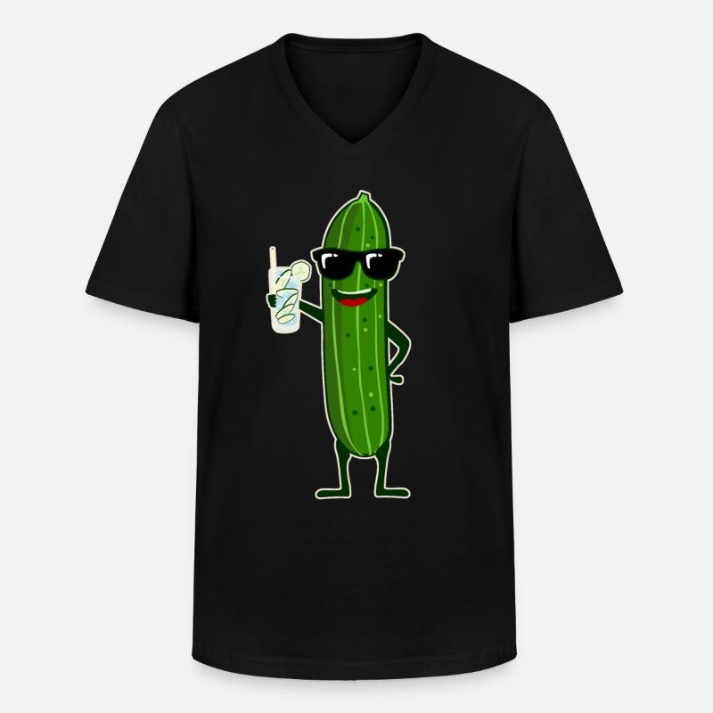 Gurke mit Cocktail Gurken - Männer-T-Shirt mit V-Ausschnitt - Schwarz