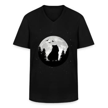 Capybara Moon Capybara - Men's V-Neck T-Shirt - black - Front - AI Model Male 178 dark (178cm)