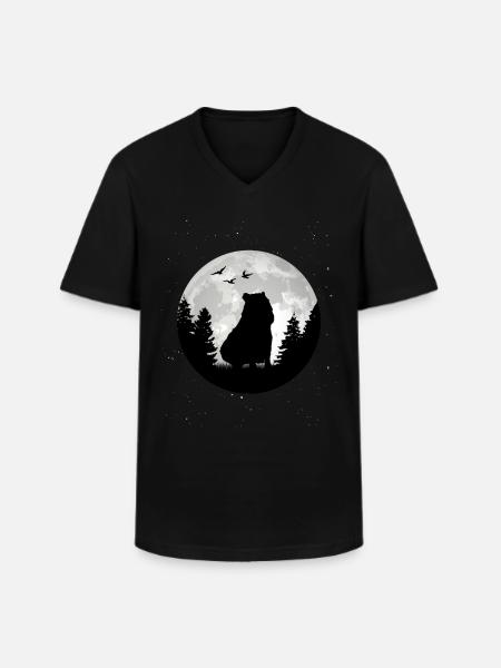 Capybara Moon Capybara - Men's V-Neck T-Shirt - black