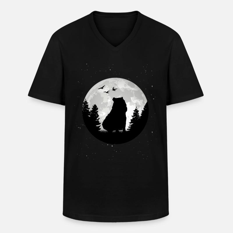 Capybara Lune Capybara - T-shirt col V Homme - noir