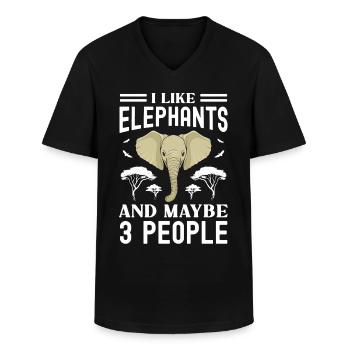 Elephant - Men's V-Neck T-Shirt - black - Front - AI Model Male 178 dark (178cm)