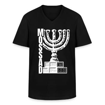 Mossad Israël Renseignement israélien Tel Aviv - T-shirt col V Homme - noir - Devant - AI Model Male 178 dark (178cm)
