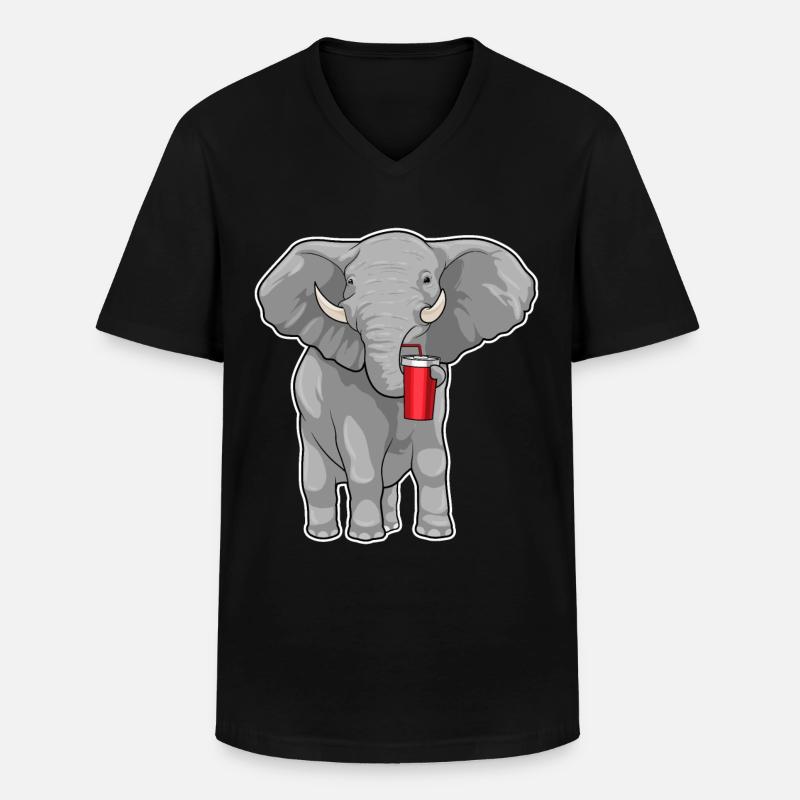 Elephant Drinking Cup - Men's V-Neck T-Shirt - black