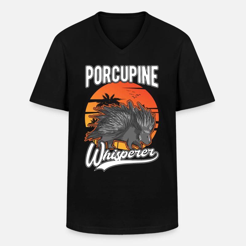 Stachelschwein Flüsterer - Männer-T-Shirt mit V-Ausschnitt - Schwarz