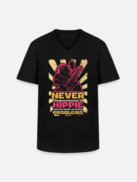 Peace solves all problems Hippie - Men's V-Neck T-Shirt - black