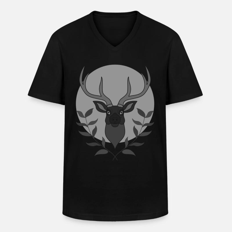 Rothirsch Geweih mit Hirschgeweih - Männer-T-Shirt mit V-Ausschnitt - Schwarz