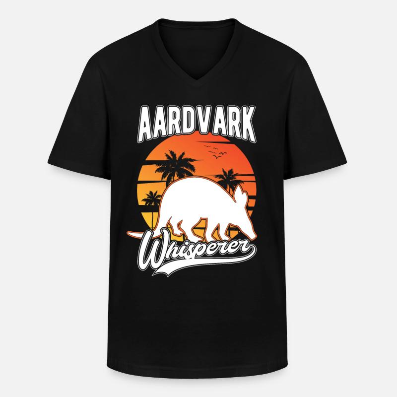 Erdferkel Flüsterer Aardvark Whisperer - T-shirt col V Homme - noir