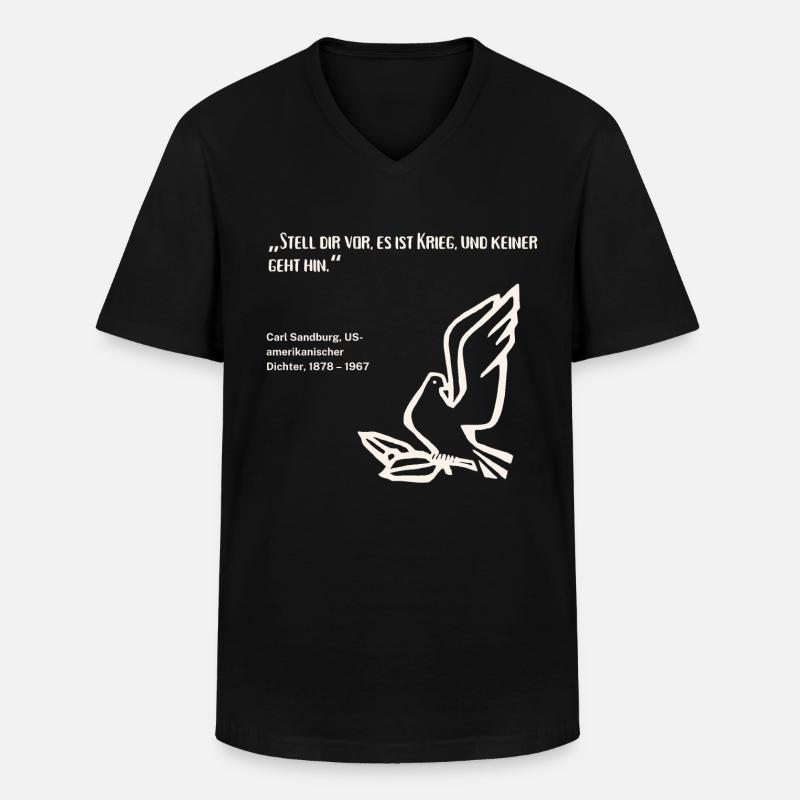 Zitat Dichter Frieden Krieg - Männer-T-Shirt mit V-Ausschnitt - Schwarz