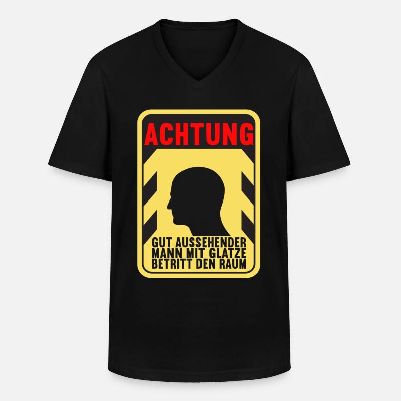 Glatze Glatzkopf - Männer-T-Shirt mit V-Ausschnitt - Schwarz