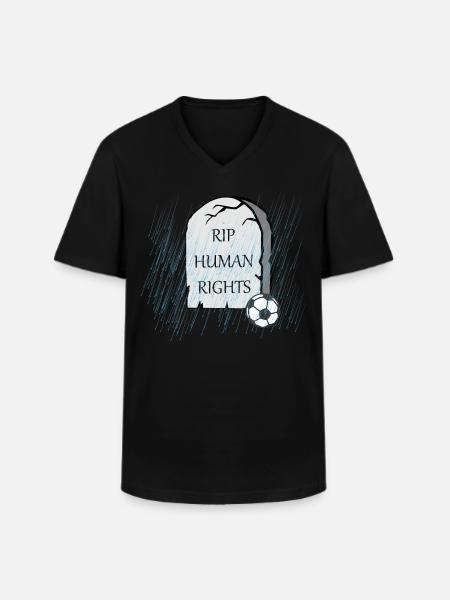 Qatar WM Kritik - Männer-T-Shirt mit V-Ausschnitt - Schwarz