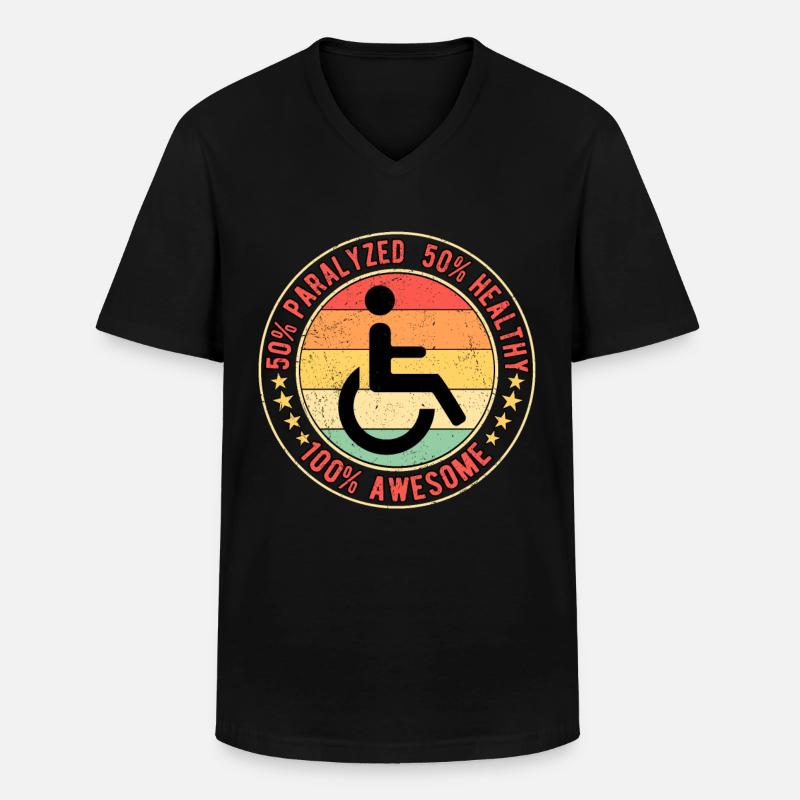 Rollifahrer Rollstuhlfahrer - Männer-T-Shirt mit V-Ausschnitt - Schwarz