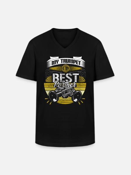 Trompete Blaskapelle Geschenkidee - Männer-T-Shirt mit V-Ausschnitt - Schwarz
