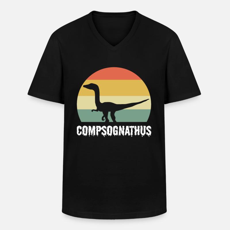 Compsognathus Dinosaur - Männer-T-Shirt mit V-Ausschnitt - Schwarz