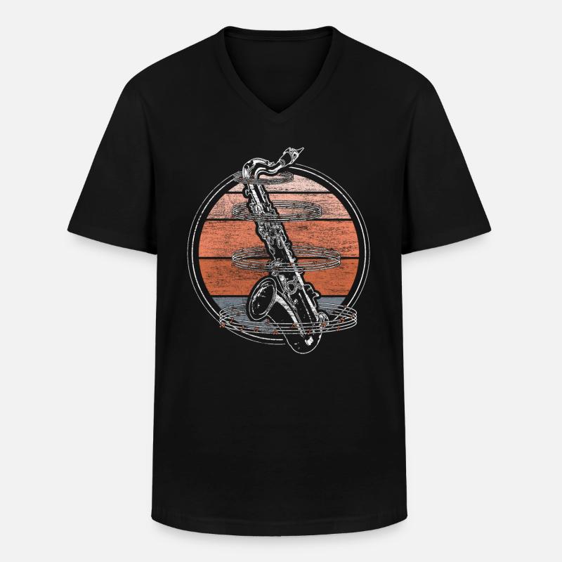 Saxophon Instrument Band Geschenk - Männer-T-Shirt mit V-Ausschnitt - Schwarz