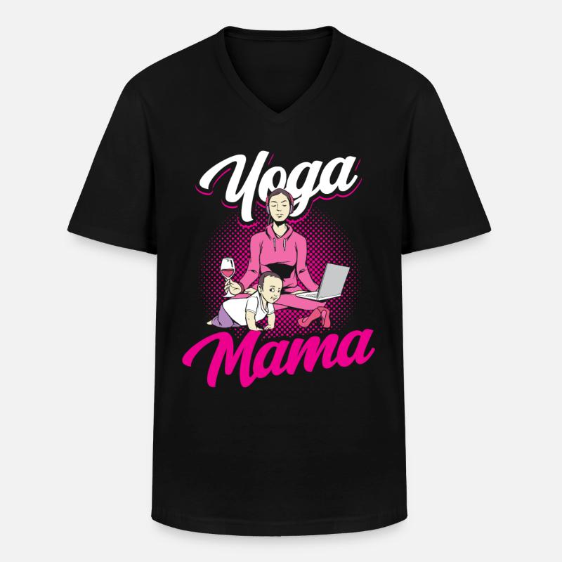 Yoga Mama Mami Hobby Mutter - Männer-T-Shirt mit V-Ausschnitt - Schwarz