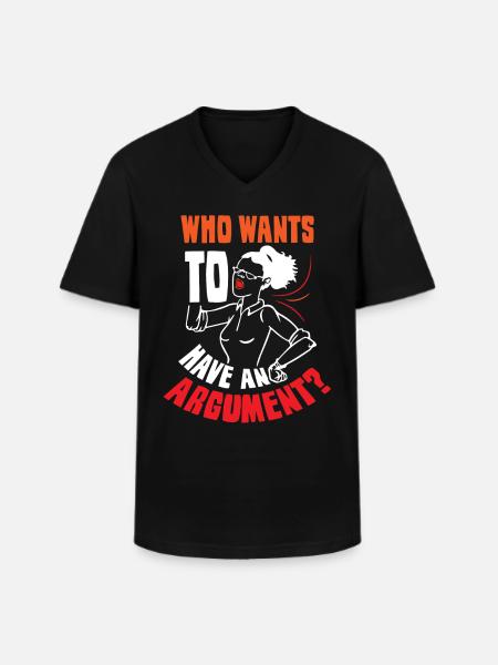 Qui veut argumenter argumenter - T-shirt col V Homme - noir